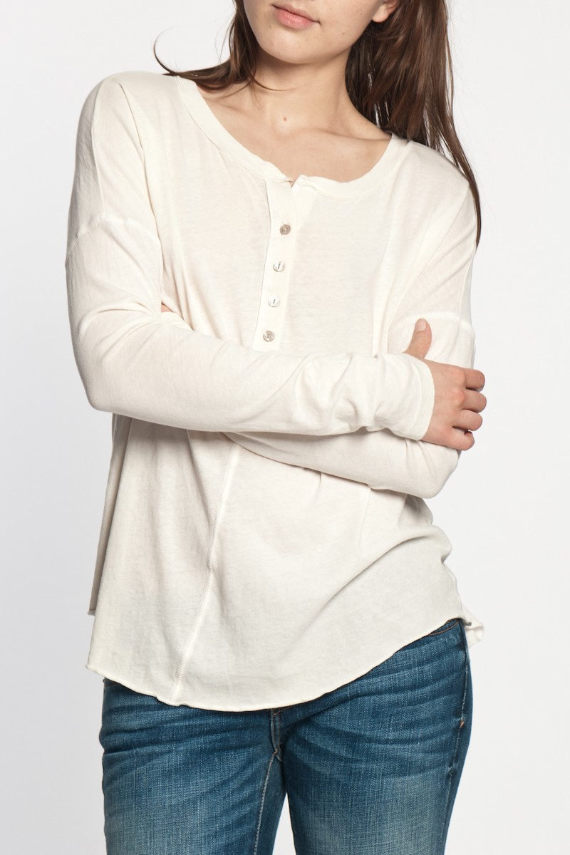 Nsf Clothing Long Sleeve Henley Tee In White Lyst