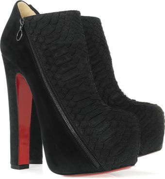 Christian Louboutin Python and Nubuck Ankle Boots - Lyst