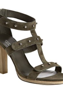 Gucci Military Suede Studded Sigourney Sandals - Lyst