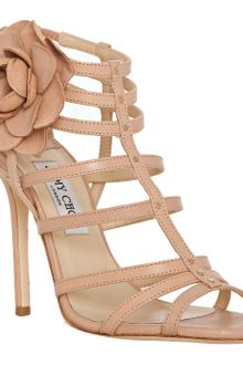 Jimmy Choo Pink Leather Opulence Caged Sandals - Lyst