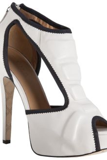 L.a.m.b. White Trimmed Leather Chloe T-strap Platform Sandals - Lyst