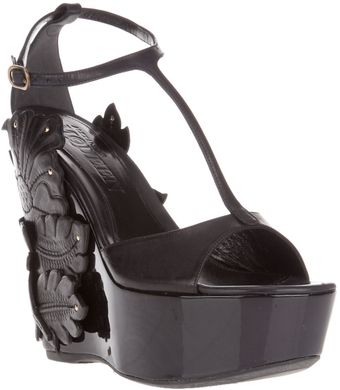 Alexander McQueen Appliquéd Wedge Sandal - Lyst