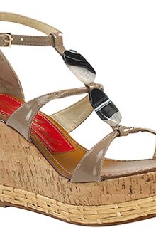 Paloma Barceló Vaini - Taupe Patent Leather Cork Wedge Sandal - Lyst