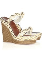 Christian Louboutin Cardena Tresse 140 Suede and Leather Espadrille Wedges