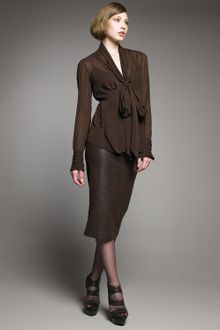 Donna Karan New York Fold-over Top Suede Skirt - Lyst