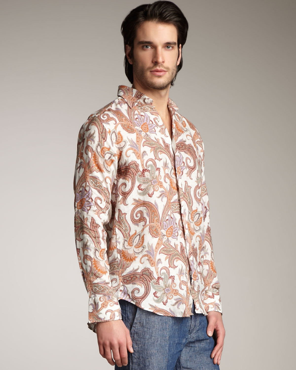 Etro Paisley-print Woven Shirt in Brown for Men (multi) | Lyst
