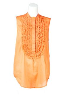 Karen Walker Runaway Ruffle Bib Blouse - Lyst