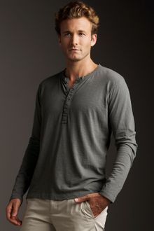 Theory Long-sleeve Henley, Gray - Lyst