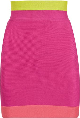 Hervé Léger Color-block High-waisted Mini Skirt - Lyst