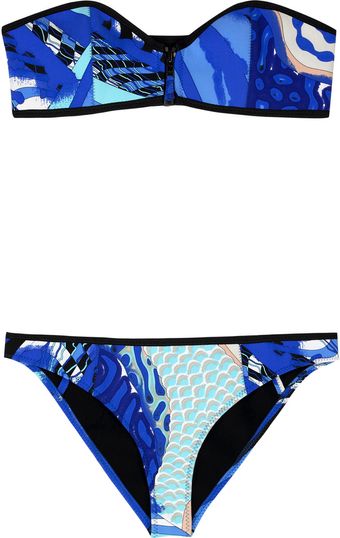 Emilio Pucci Neoprene Printed Bandeau Bikini - Lyst