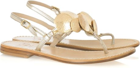Lotus London Sardinia Hammered-disc Embellished Sandals in Gold | Lyst