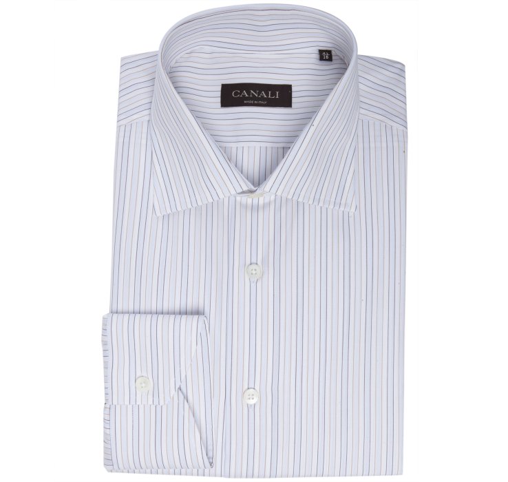 Canali White Pin Striped Spread Collar Dress Shirt in White for Men Lyst
