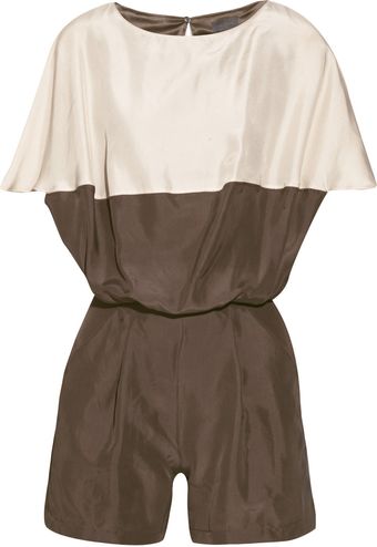 Halston Block-color Silk Playsuit - Lyst