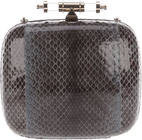 Givenchy Snake Skin Box Clutch in Brown (black) - Lyst