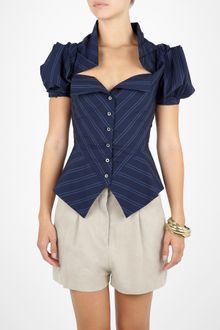 Vivienne Westwood Anglomania Blue Poppy Structured Blouse - Lyst