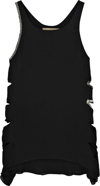 Max Azria Cutout Sleeveless Silk Top - Lyst