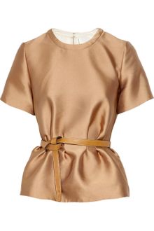 3.1 Phillip Lim Belted Satin Peplum Top - Lyst