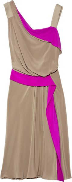 Alberta Ferretti Color-block Silk Crepe De Chine Dress - Lyst