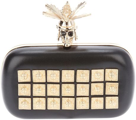 Alexander Mcqueen Skull Detail Clutch in Black - Lyst