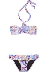 Seventh Wonderland Rever Marbled-print Halterneck Bikini