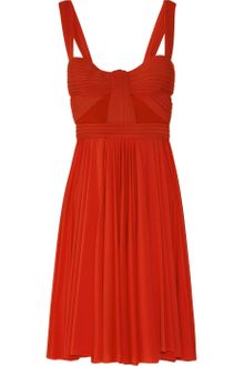 Zac Posen Pleated Satin-jersey Dress - Lyst