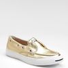 Converse Jack Purcell Laceless Metallic Leather Boat Shoe in Gold - Lyst