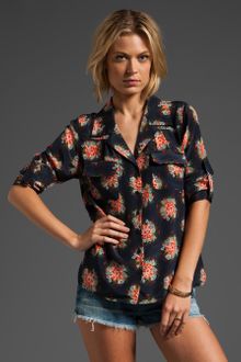 Jenny Han Sheer Epaulette Sleeve Blouse - Lyst