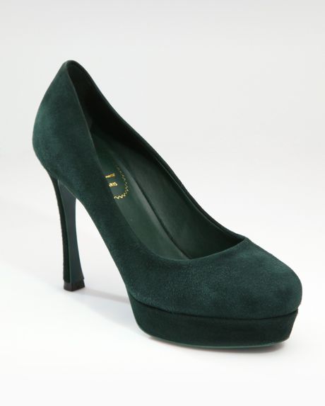 Yves Saint Laurent Palais Suede Platform Pumps in Green (DARKLEAF) - Lyst