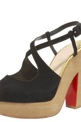 Christian Louboutin Suede Wooden-platform Sandal