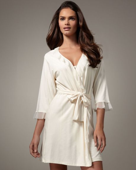 Cosabella Satin & Lace Robe in White (ivory) - Lyst