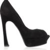 Yves Saint Laurent Palais Suede Peeptoe Pumps in Black - Lyst