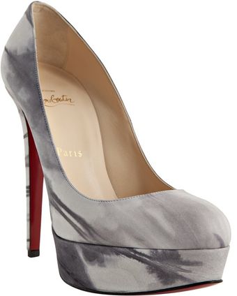 Christian Louboutin Off Black Printed Brushed Leather Bianca 140 Platform Pumps - Lyst