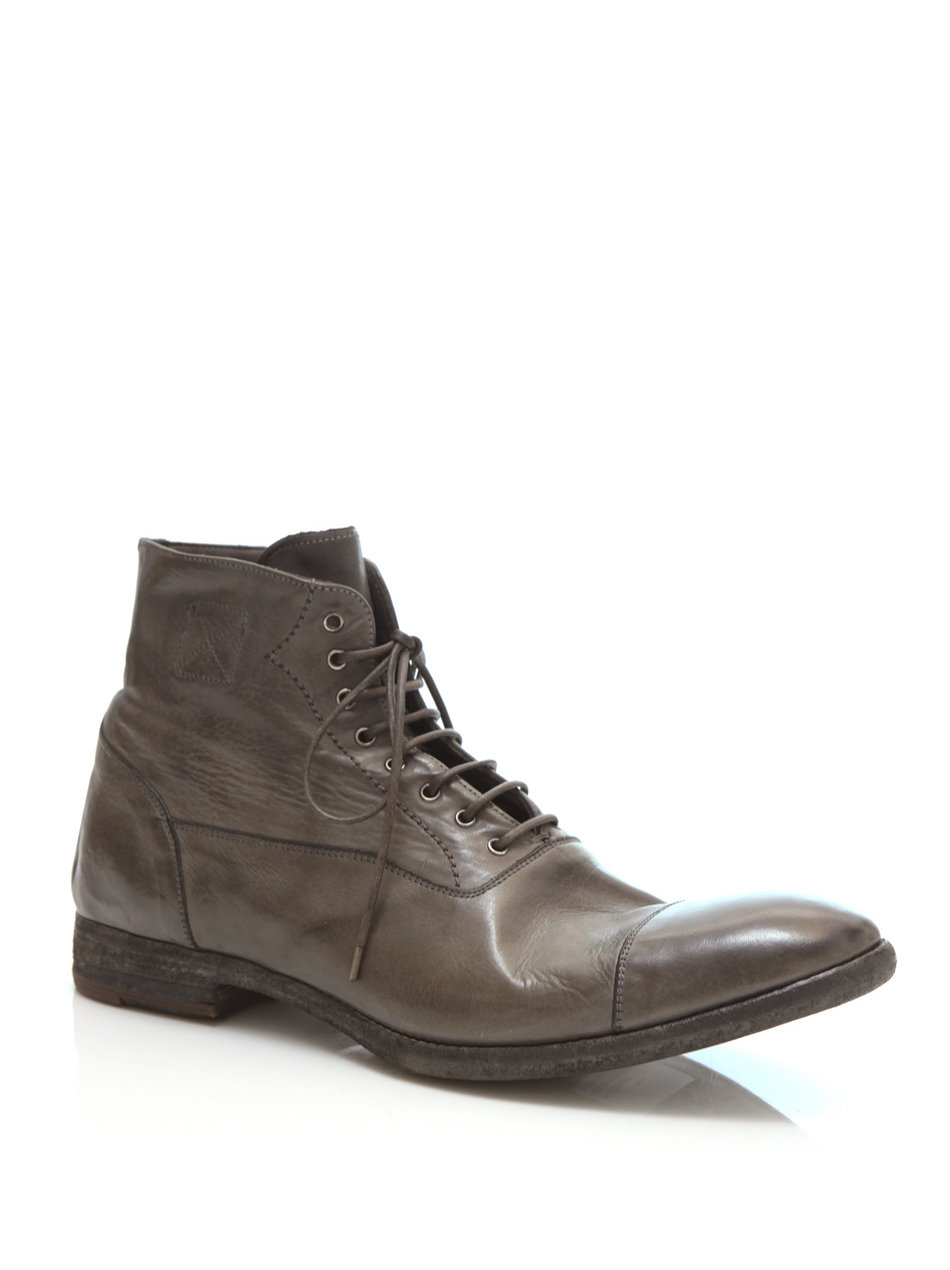grey boots mcqueen washed leather boots in gray for grey boots mcqueen washed leather boots in gray for