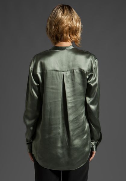 green charmeuse blouse