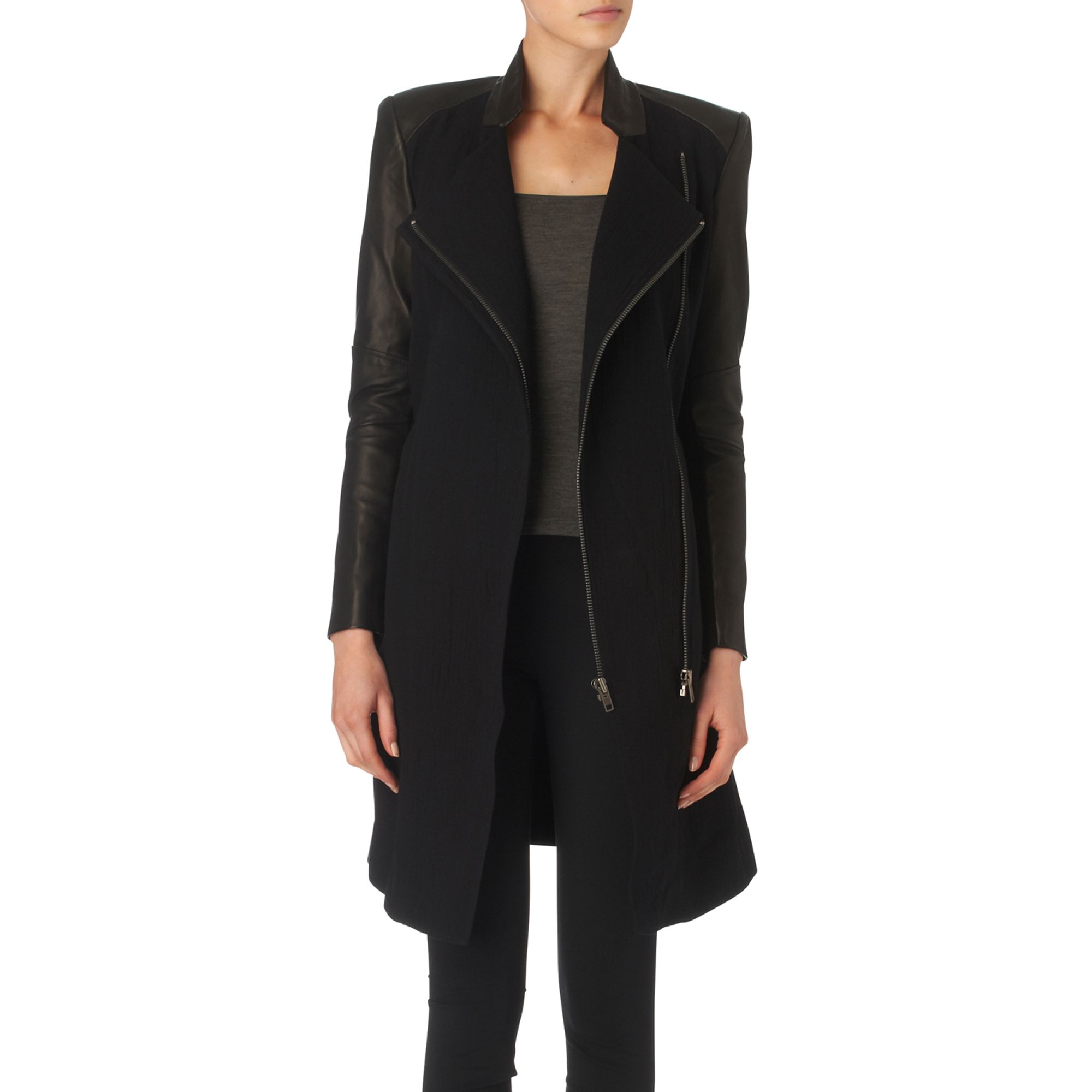 black coat leather sleeves