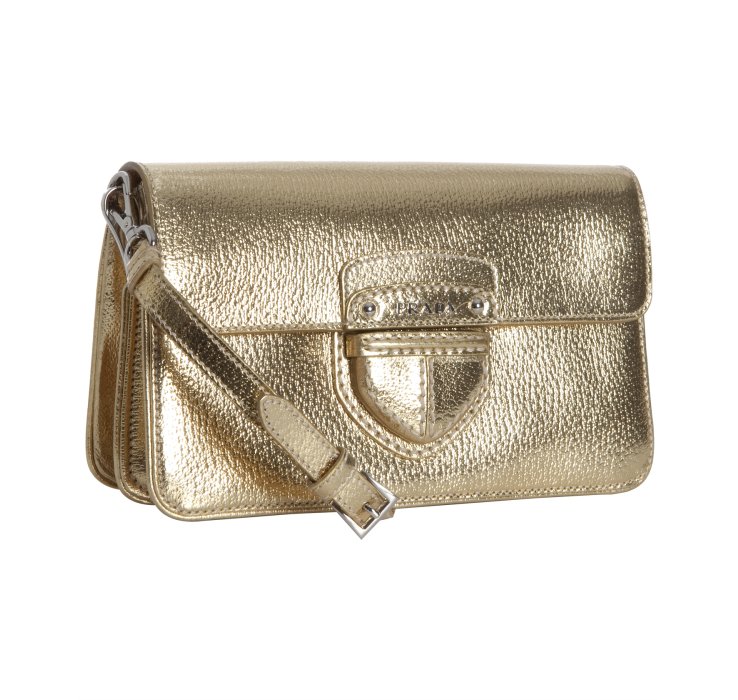 Prada Gold Metallic Pigskin Convertible Crossbody Bag in Gold Lyst