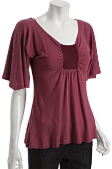 Rebecca Beeson Berry Jersey Scoop Neck Detail Batwing Top - Lyst