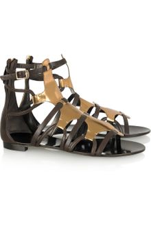 Roberto Cavalli Patent-leather Gladiator Sandals - Lyst
