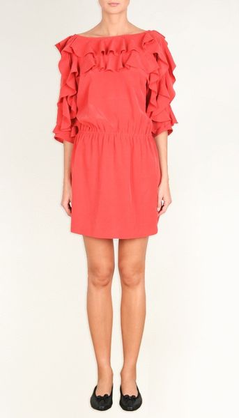 Tibi Heavy Washed Silk Short Dress in Red (bright red) - Lyst