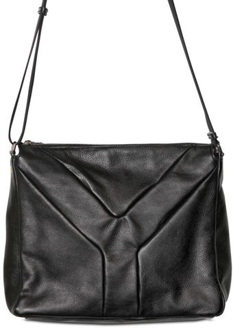 Yves Saint Laurent Front Logo Textured Calf Shoulder Bag - Lyst