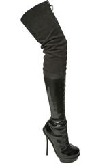 Alexander McQueen 145mm Patent Leather-suede Boots