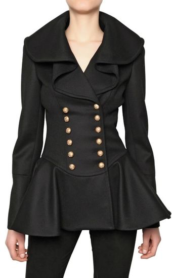 Alexander McQueen Double Breasted Heavy Felt Wool Coat - Lyst