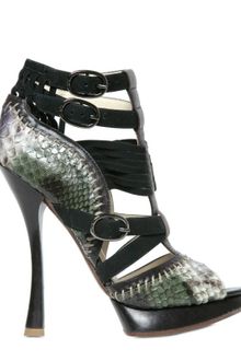 Alexandre Birman 130 Mm Suede Python Cage Sandals - Lyst