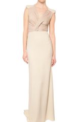 Antonio Berardi Wool Crepe and Silk Georgette Dress