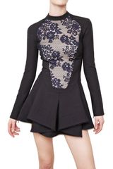 Antonio Berardi Lace On Double Wool Dress