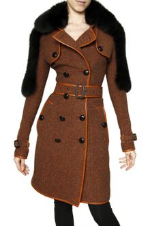 Burberry Prorsum Mink Shoulder Wool Tweed Coat - Lyst