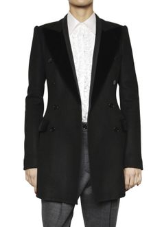 Dolce & Gabbana Wool Cloth & Velvet Coat - Lyst