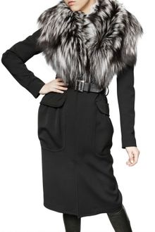 DSquared2 Silver Fox Collar Wool Stretch Coat - Lyst