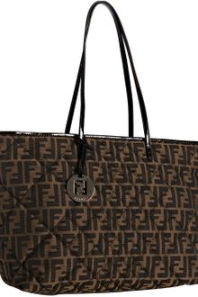 Fendi Tobacco Patent Trim Quilted Zucca Shopping Tote - Lyst