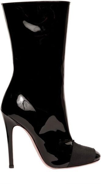 Giambattista Valli 110mm Patent and Grosgrain Boots in Black - Lyst
